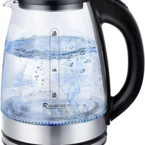 Electric Kettle Water Boiler, 1.8L Electric Tea Kettle, Wide Opening Hot Water Boiler With LED Light, Auto Shut-Off & Boil Dry Protection, Glass Black